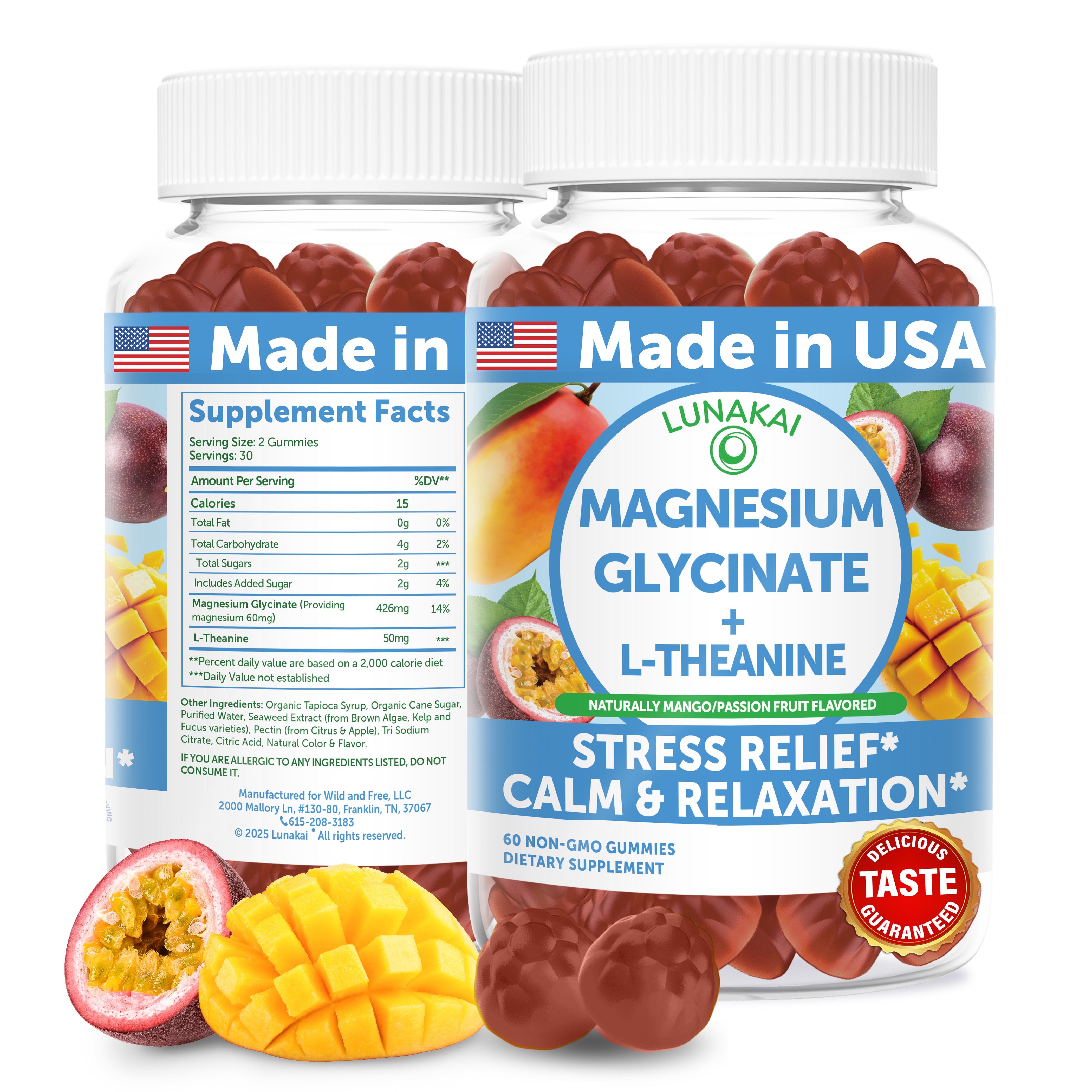 Magnesium Glycinate + L-Theanine Gummies – Mango/Passionfruit