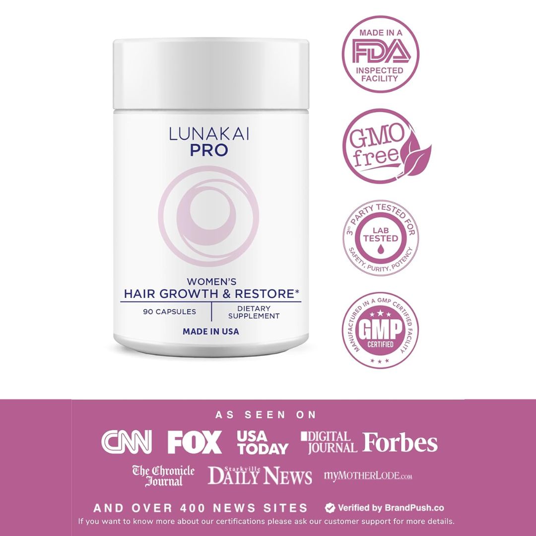 Lunakai PRO Women’s Growth & Restore Vitamins – Hair, Skin, & Hormonal Support