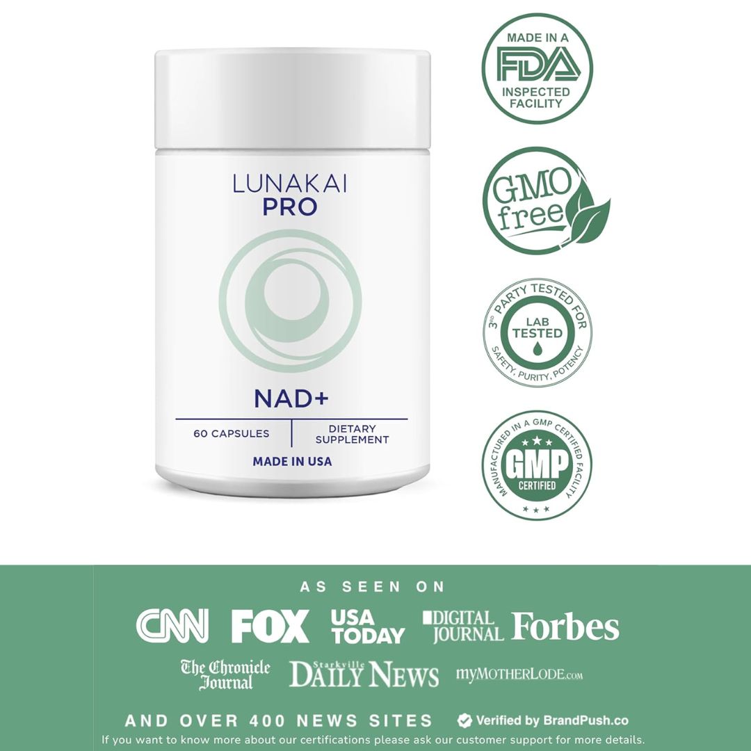Lunakai PRO USA Made Dual-Pathway NAD+ Formula with NR & Resveratrol