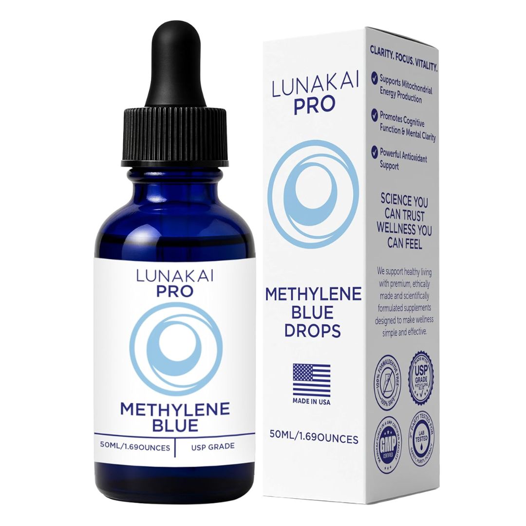 Lunakai PRO Methylene Blue 99.99% Pure – 1% USP Grade Cognitive Drops