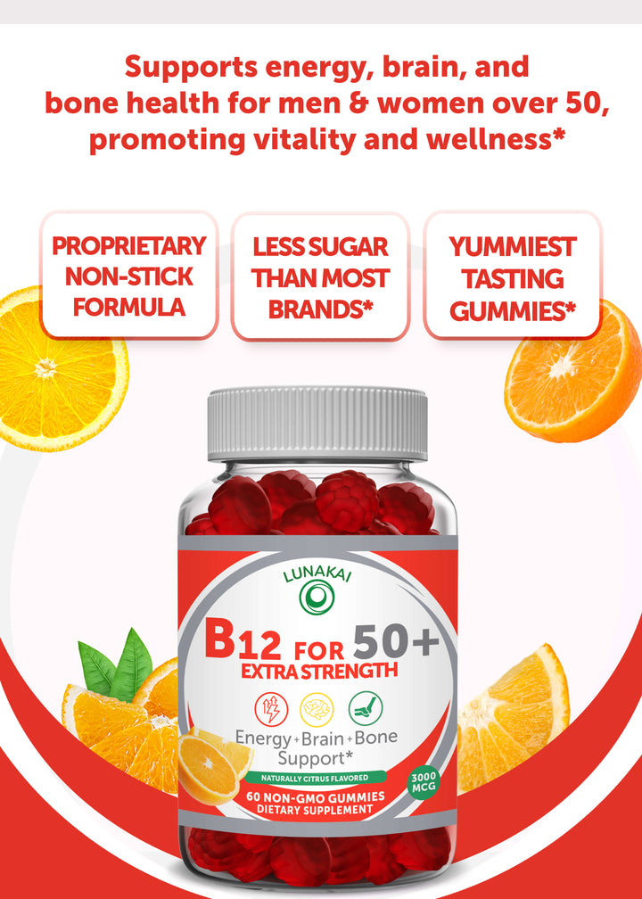Vitamin B12 Gummies for Adults 50 Plus