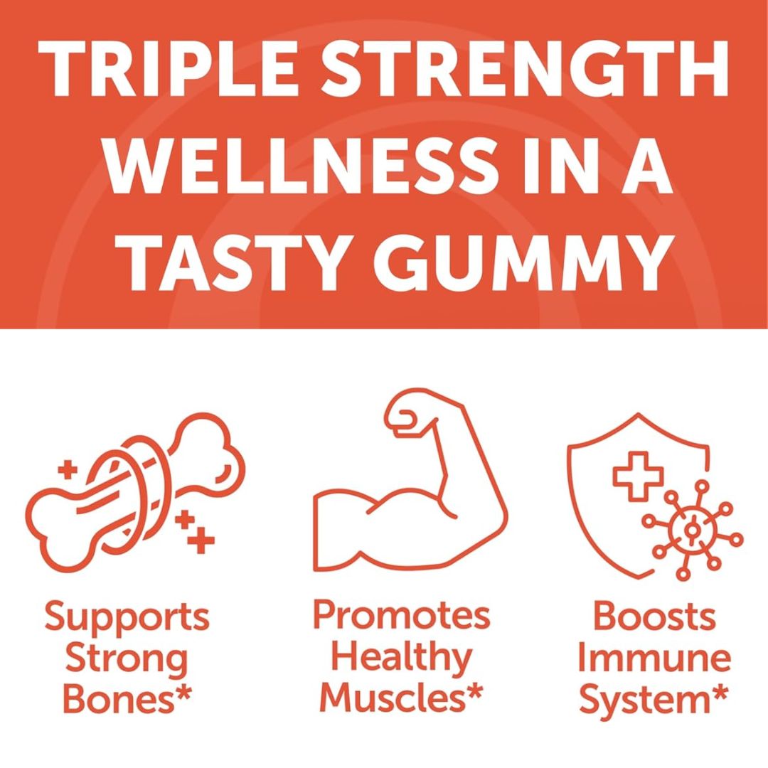 Calcium Magnesium Zinc Gummies with D3 & K2 – 60ct