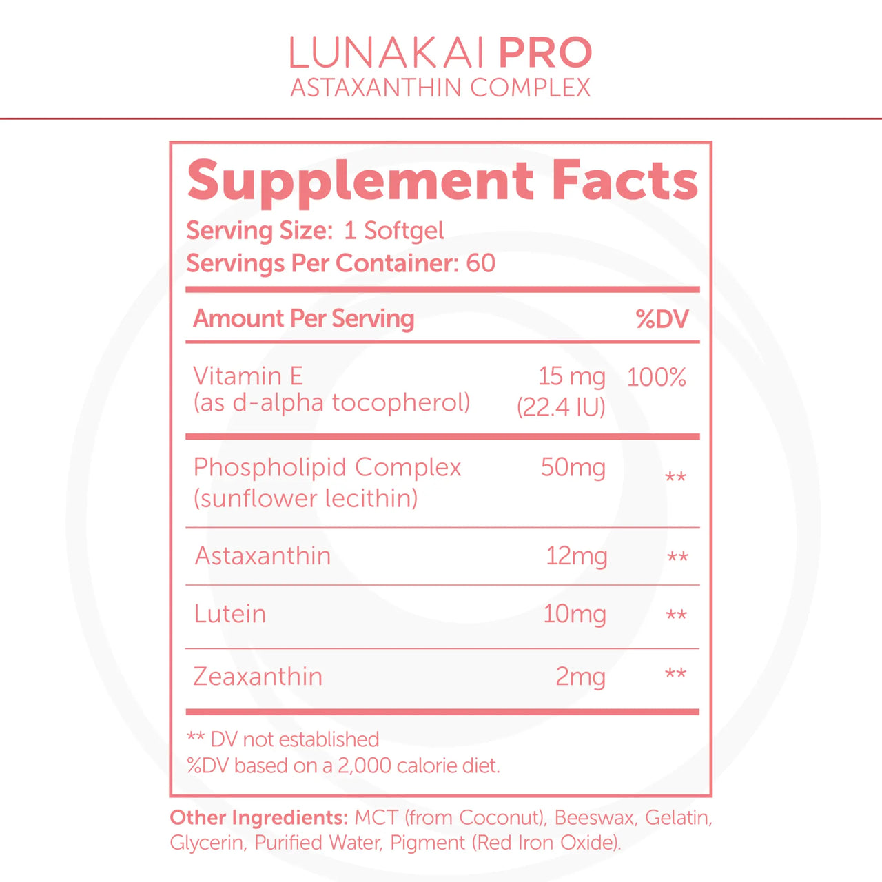 Lunakai PRO Astaxanthin Complex - 12mg, 60 Softgels