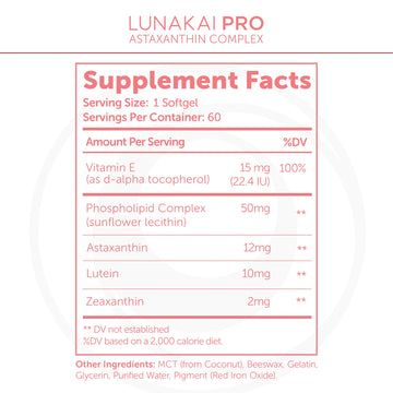 Lunakai PRO Astaxanthin Complex - 12mg, 60 Softgels