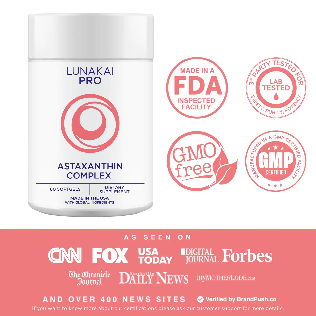 Lunakai PRO Astaxanthin Complex - 12mg, 60 Softgels