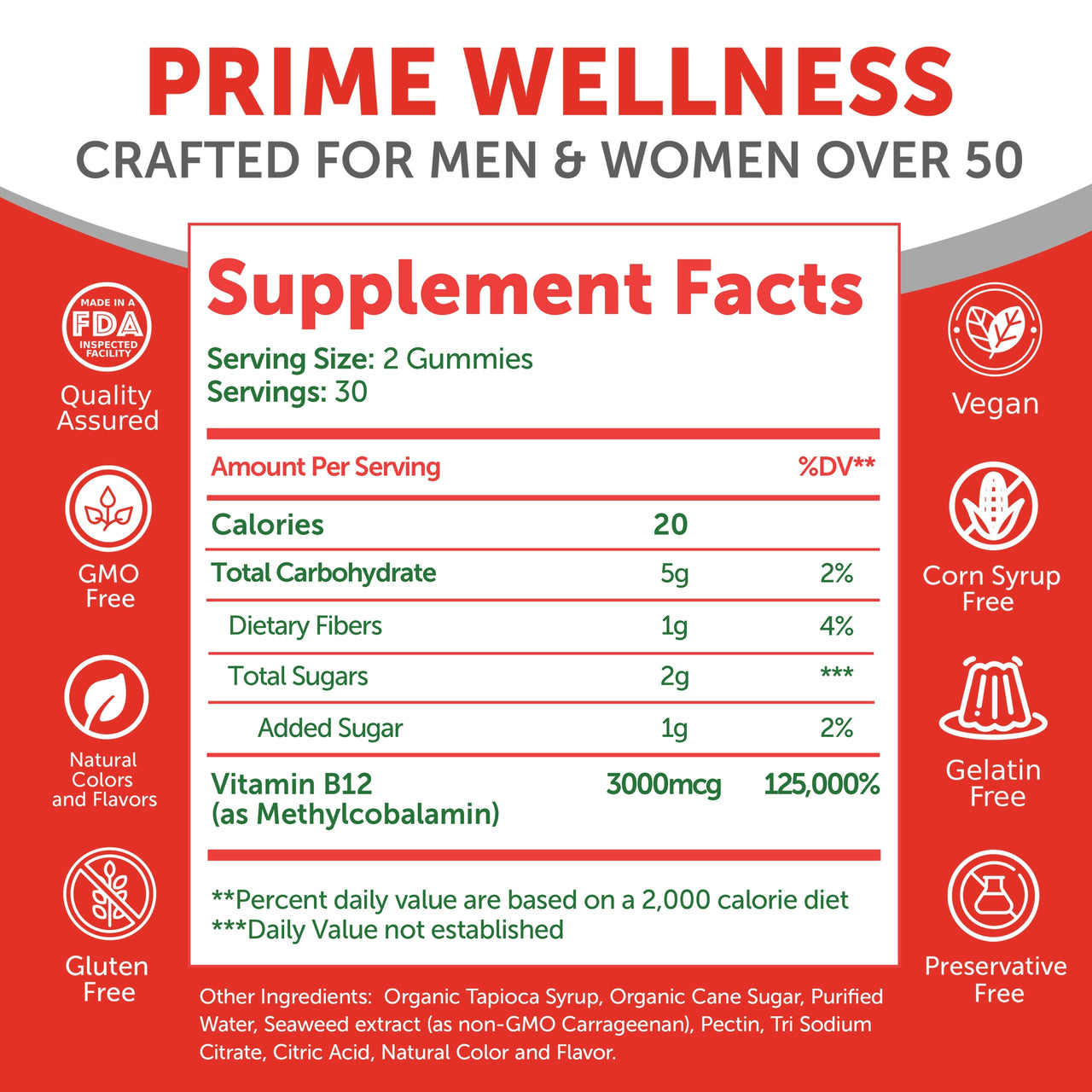 Vitamin B12 Gummies for Adults 50 Plus