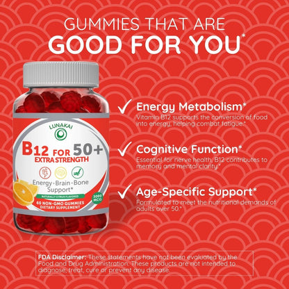 Vitamin B12 Gummies for Adults 50 Plus