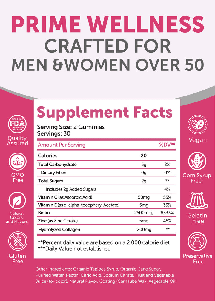 Collagen Gummies with Biotin for Men & Women Over 50