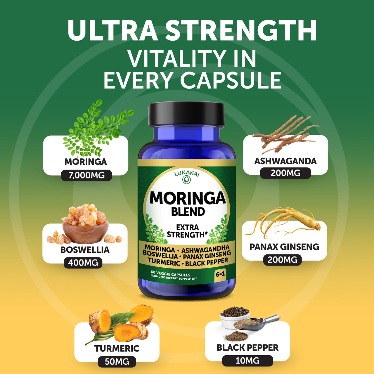 Pure Moringa Capsules – Advanced Leaf Extract, 60ct