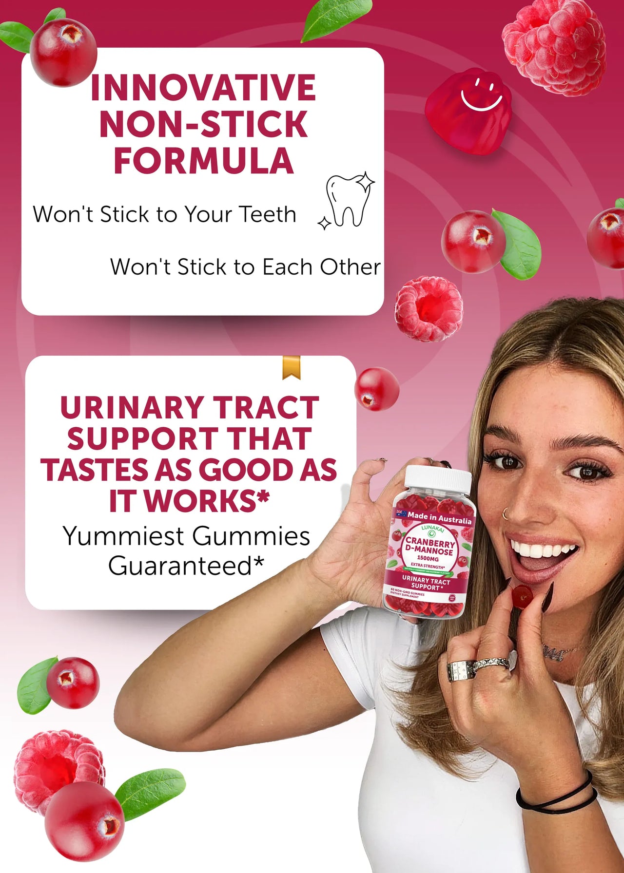 Cranberry Gummies with D-Mannose for Daily Urinary Tract Support