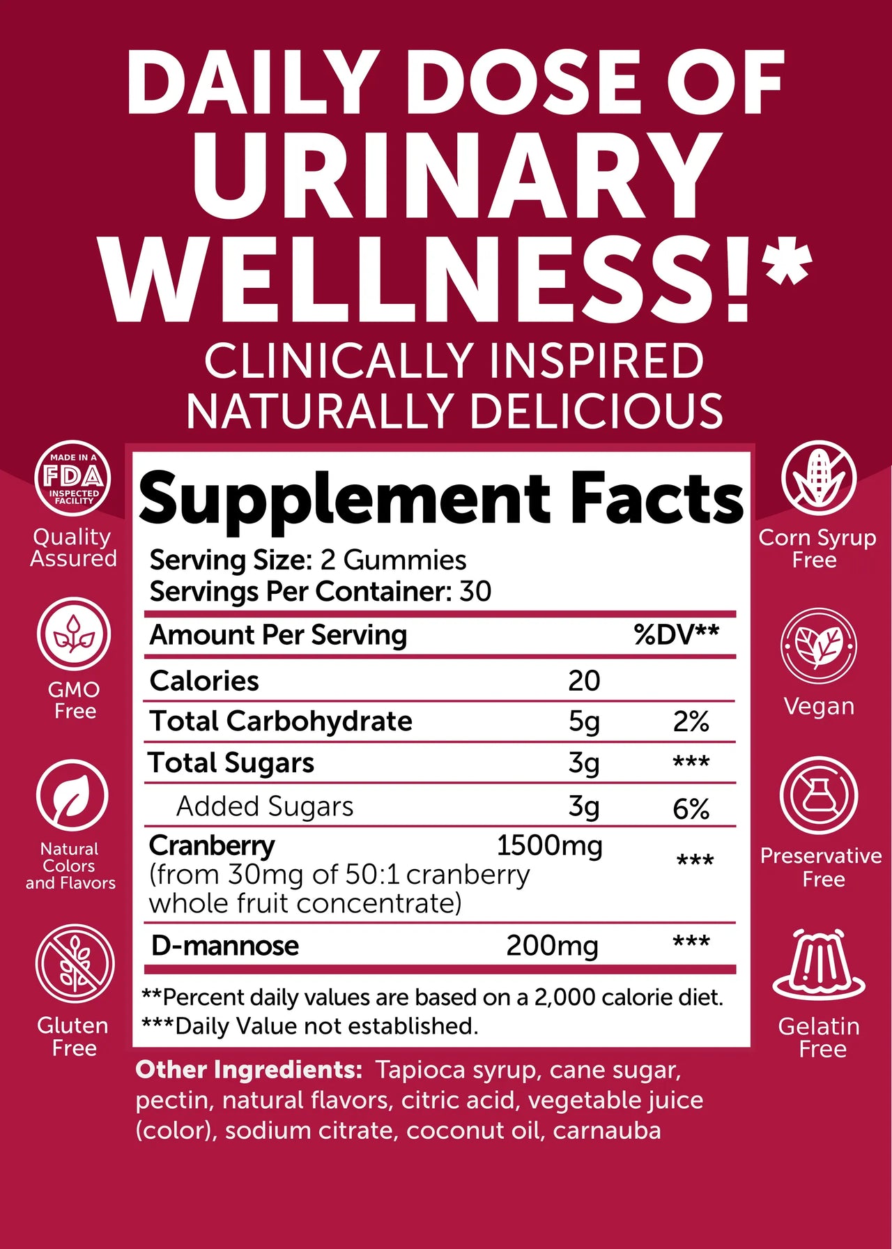 Cranberry Gummies with D-Mannose for Daily Urinary Tract Support