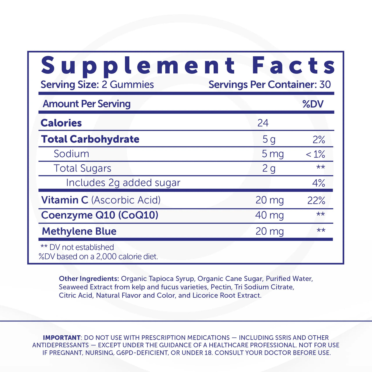 Methylene Blue Gummies w/ CoQ10 & Vitamin C