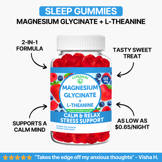 Magnesium Glycinate + L-Theanine Gummies – Sleep & Relaxation – Lunakai™