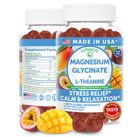 Magnesium Glycinate + L-Theanine Gummies – Mango/Passionfruit