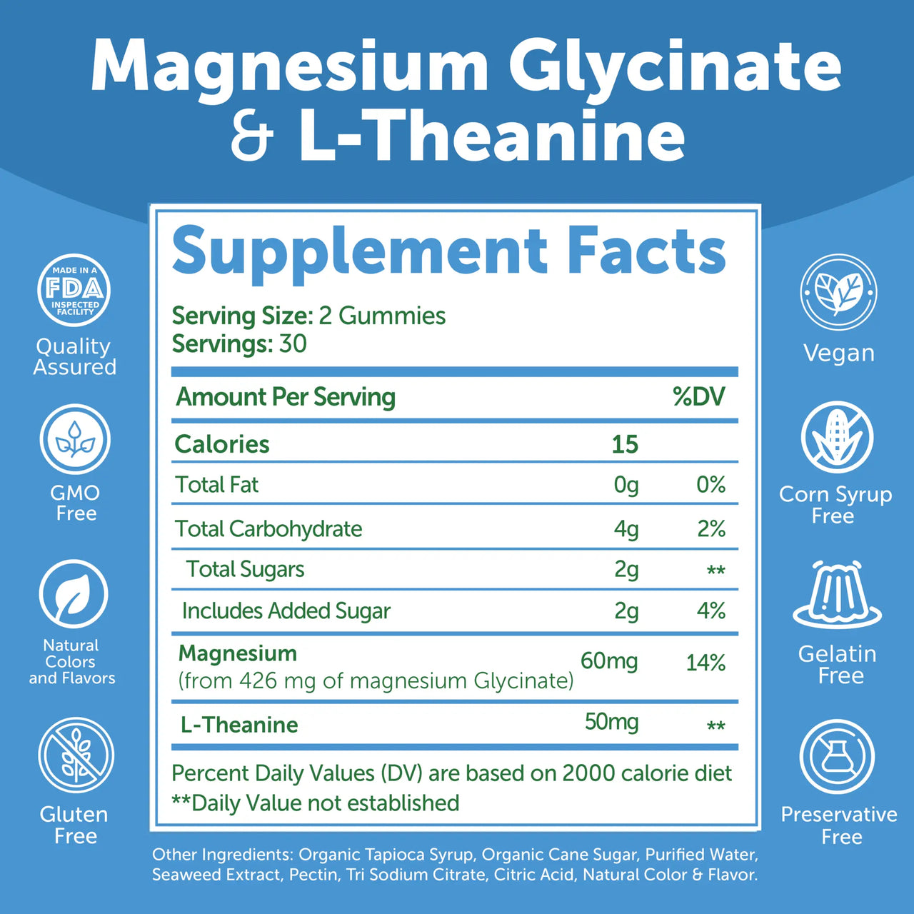 Magnesium Glycinate + L-Theanine Gummies – Mango/Passionfruit