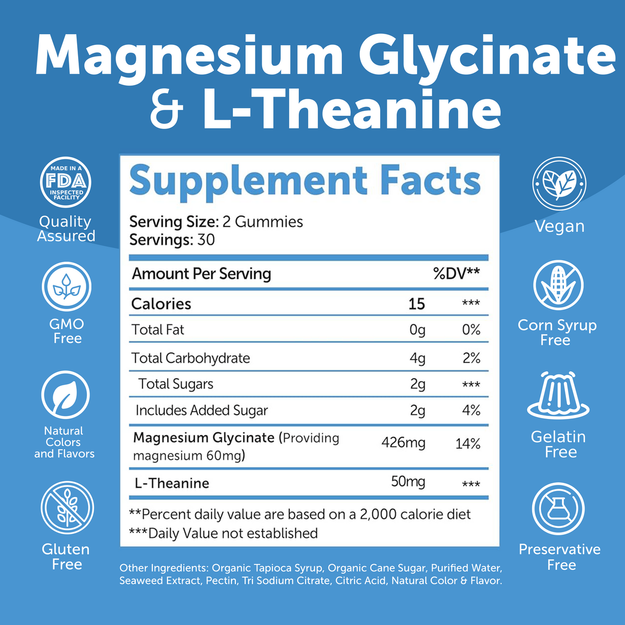 Magnesium Glycinate + L-Theanine Stress Gummies