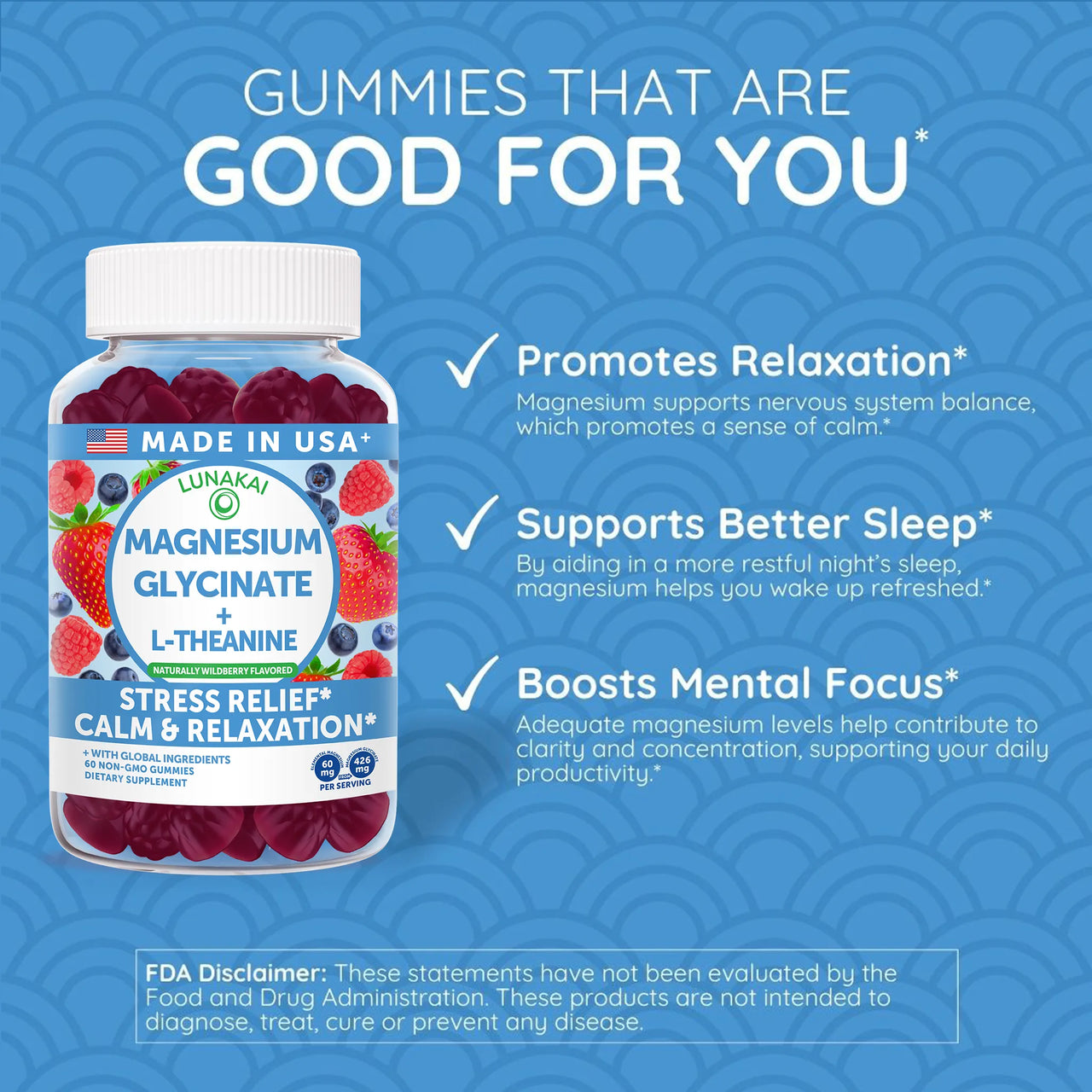 Magnesium Glycinate + L-Theanine Gummies – Wildberry