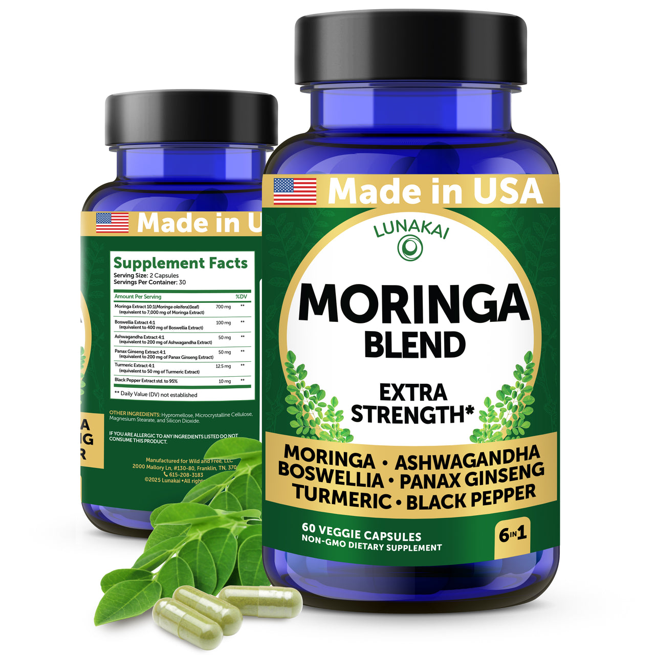 Pure Moringa Capsules – Advanced Leaf Extract, 60ct