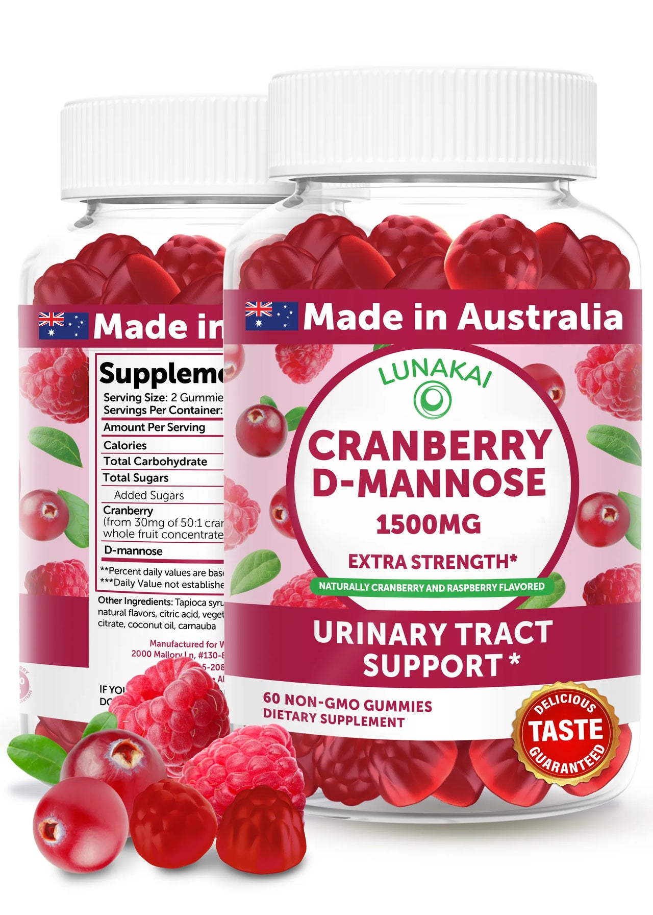 Cranberry Gummies with D-Mannose for Daily Urinary Tract Support