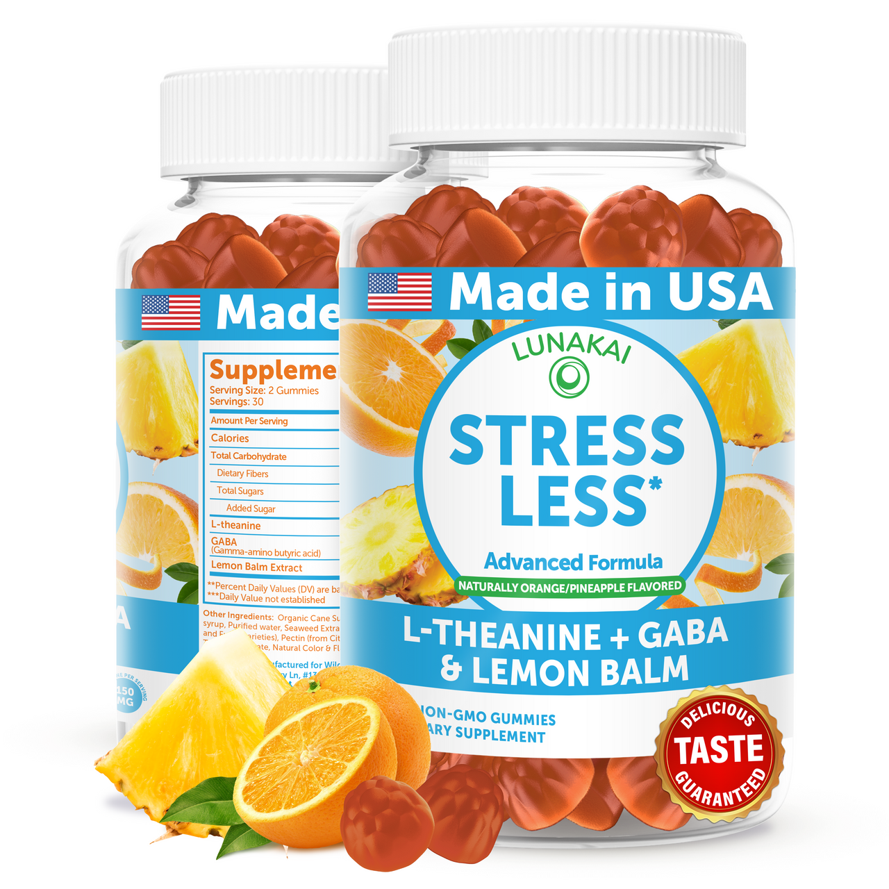 Calm & Stress Relief Gummies – GABA & L‑Theanine, 60ct