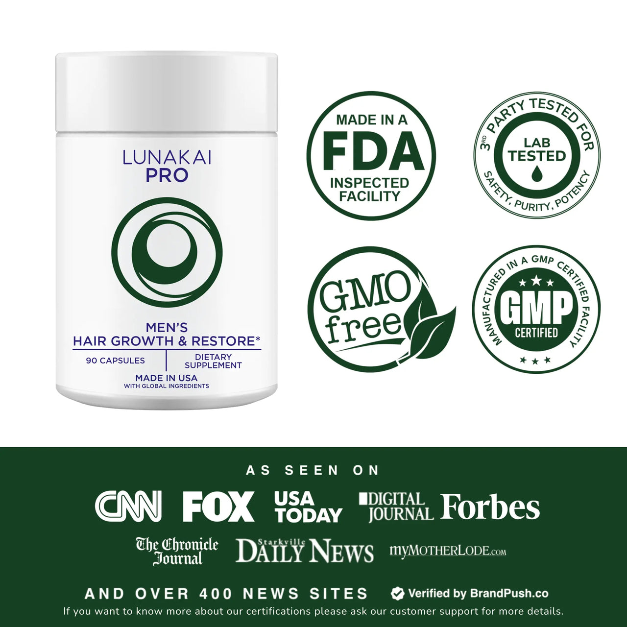 Lunakai PRO Men’s Hair Growth & Restore - 90 Capsules