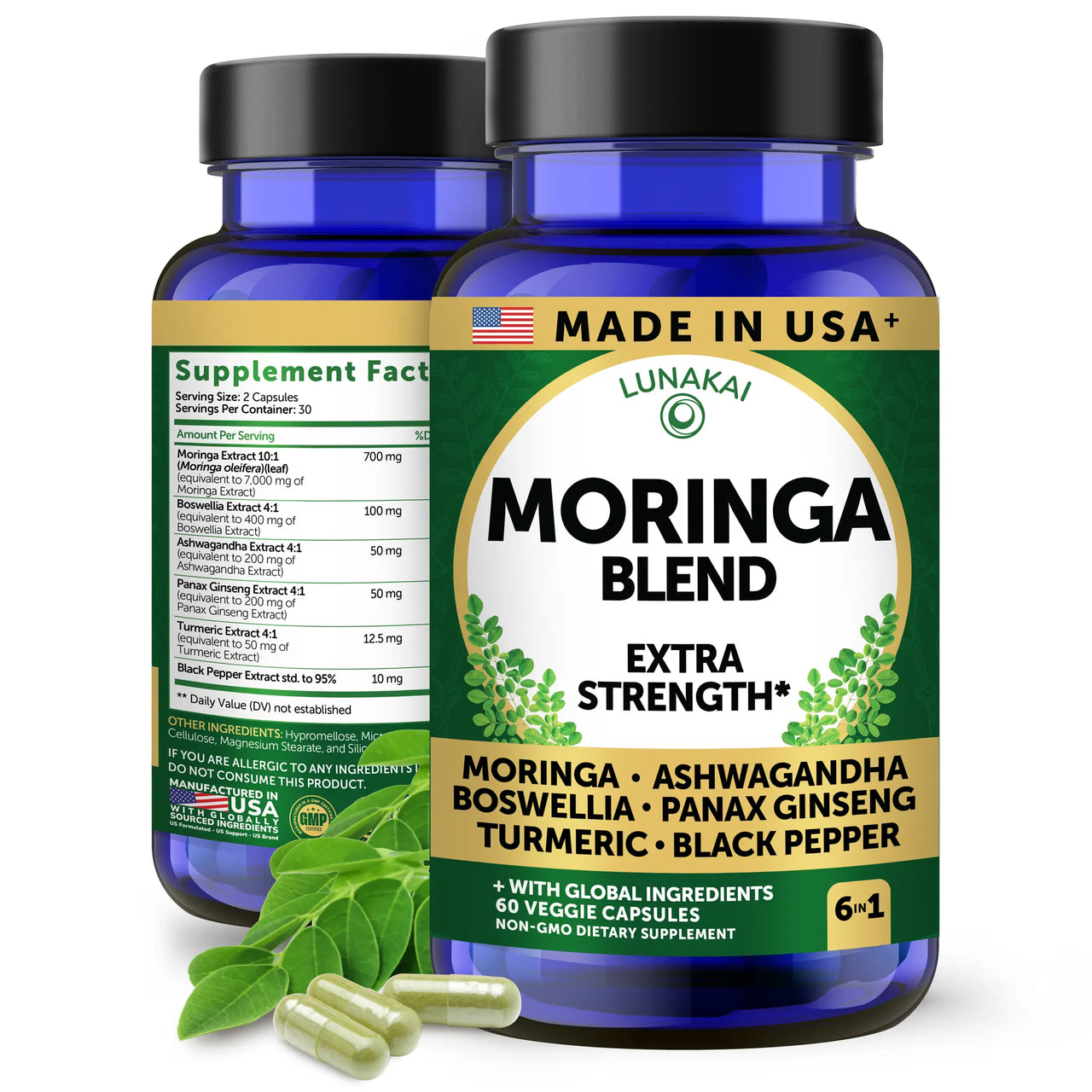 Pure Moringa Capsules – Advanced Leaf Extract, 60ct