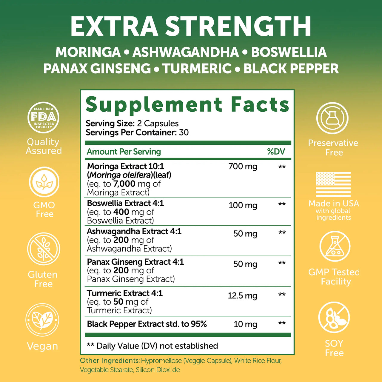 Pure Moringa Capsules – Advanced Leaf Extract, 60ct