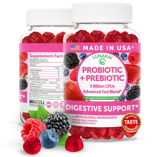 Probiotic + Prebiotic Gummies – Gut & Digestive Health – 60 Count