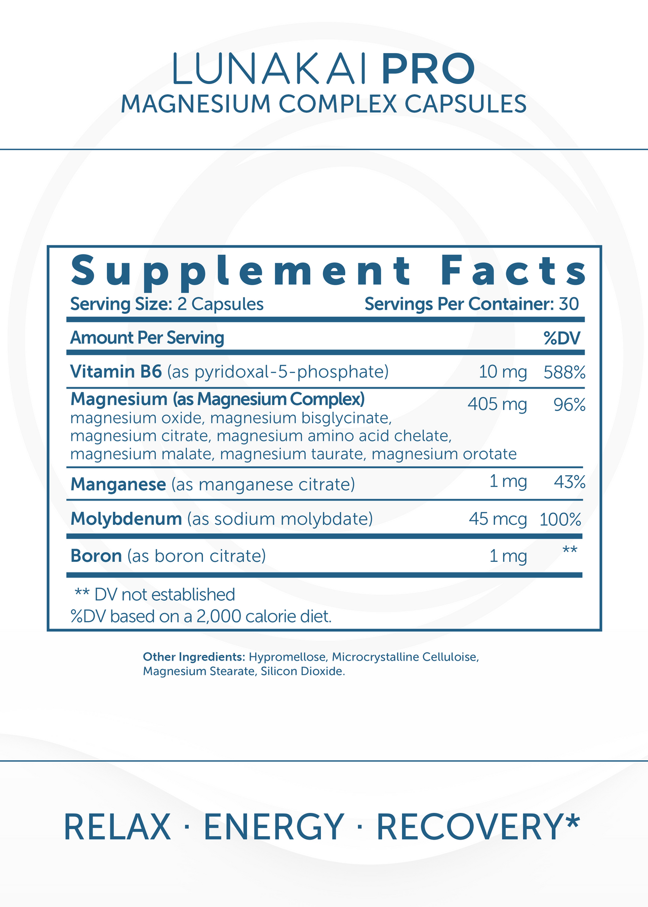Lunakai PRO Magnesium Complex Capsules - 405mg Blend