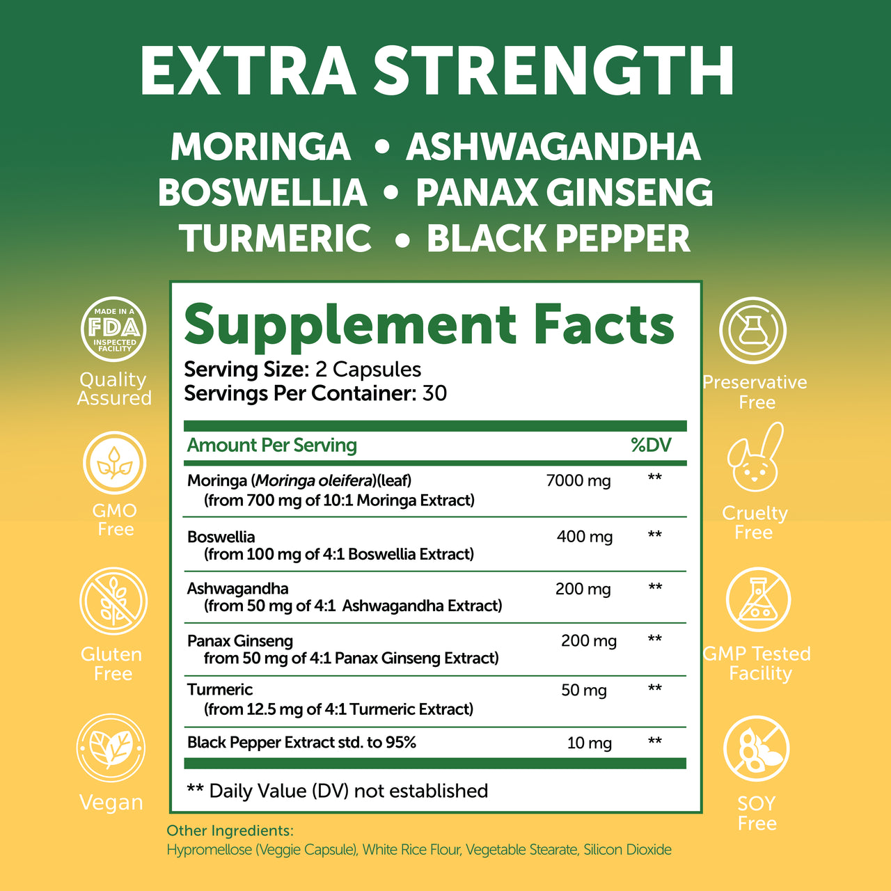 Pure Moringa Capsules – Advanced Leaf Extract, 60ct