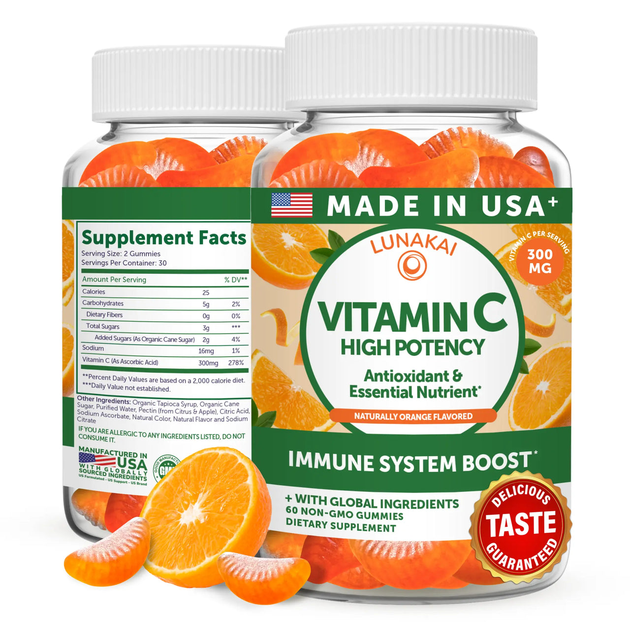 Vitamin C Gummies – 300mg Immune Support – 60 Count