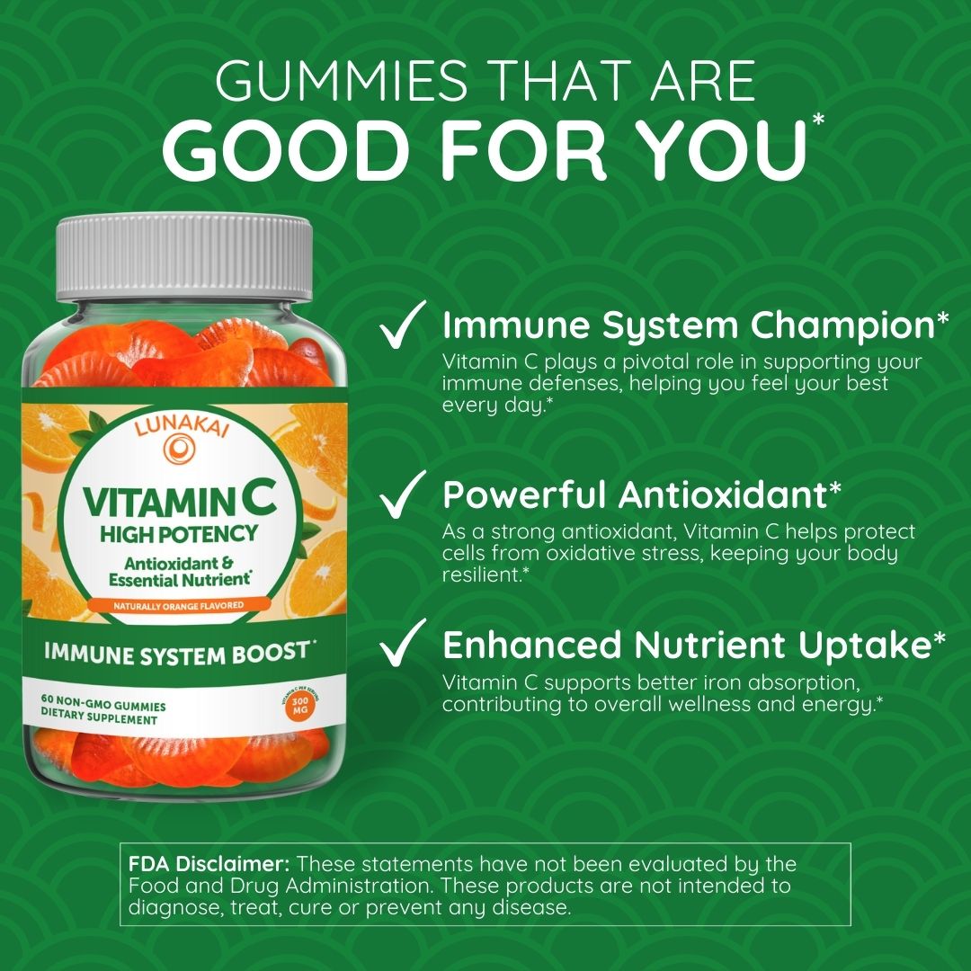 Vitamin C Gummies – 300mg Immune Support – 60 Count