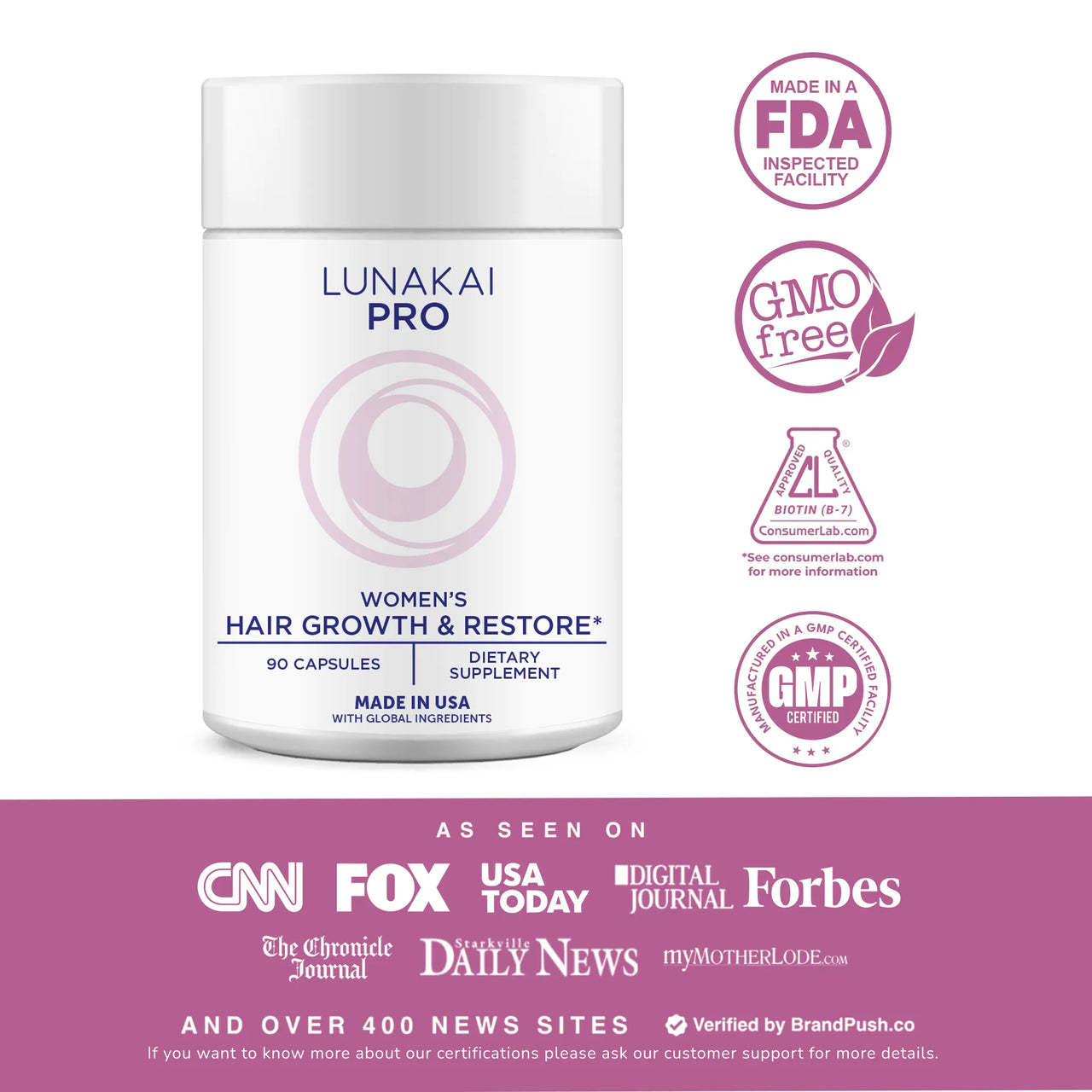 Lunakai PRO Women’s Growth & Restore Vitamins – Hair, Skin, & Hormonal Support