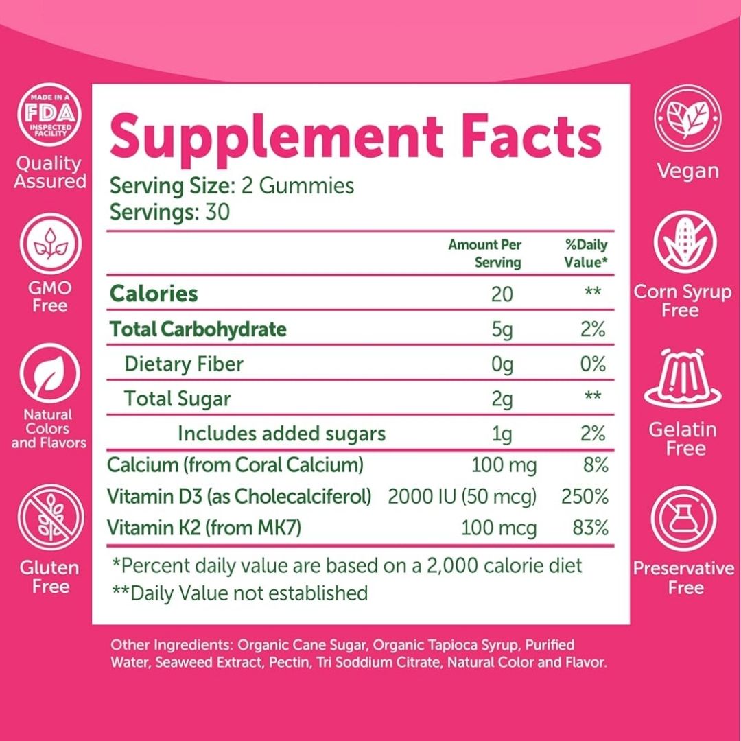 D3+K2 Gummies with Calcium