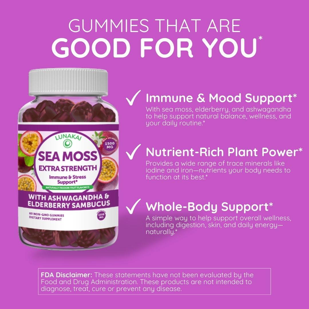 Sea Moss Gummies with Ashwagandha & Elderberry